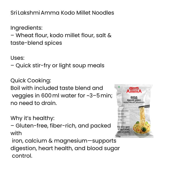 Sri Lakshmi Amma Kodo Millet Noodles|BB:FEB.2026