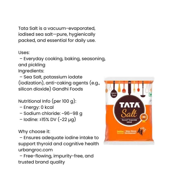 TATA Salt 1kg – Iodized Cooking Salt for Everyday Use | Desh Ka Namak|BB:MAR.2027