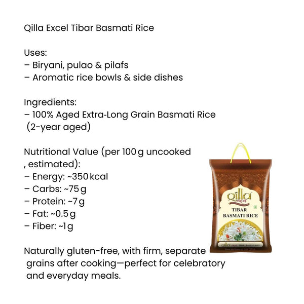 Qilla Excel Exta Long Grain Tibar Basmati rice