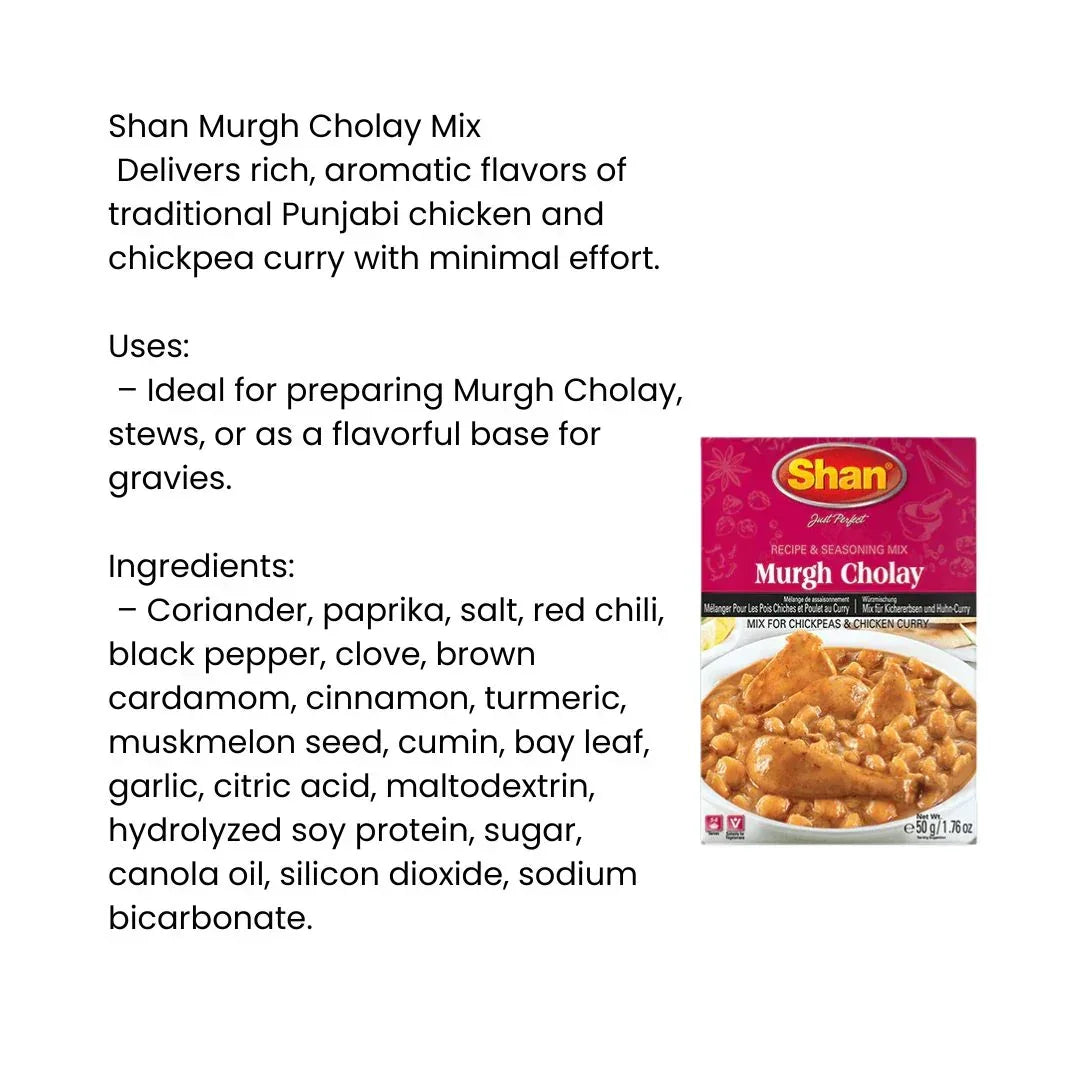 Shan Spiced Chicken & Chickpea Curry Mix / Murgh Cholay 50g | Rich, Savoury & Lightly Spicy | Perfect for Chicken, Beans & One-Pot Meals | South Africa | India Bazaar