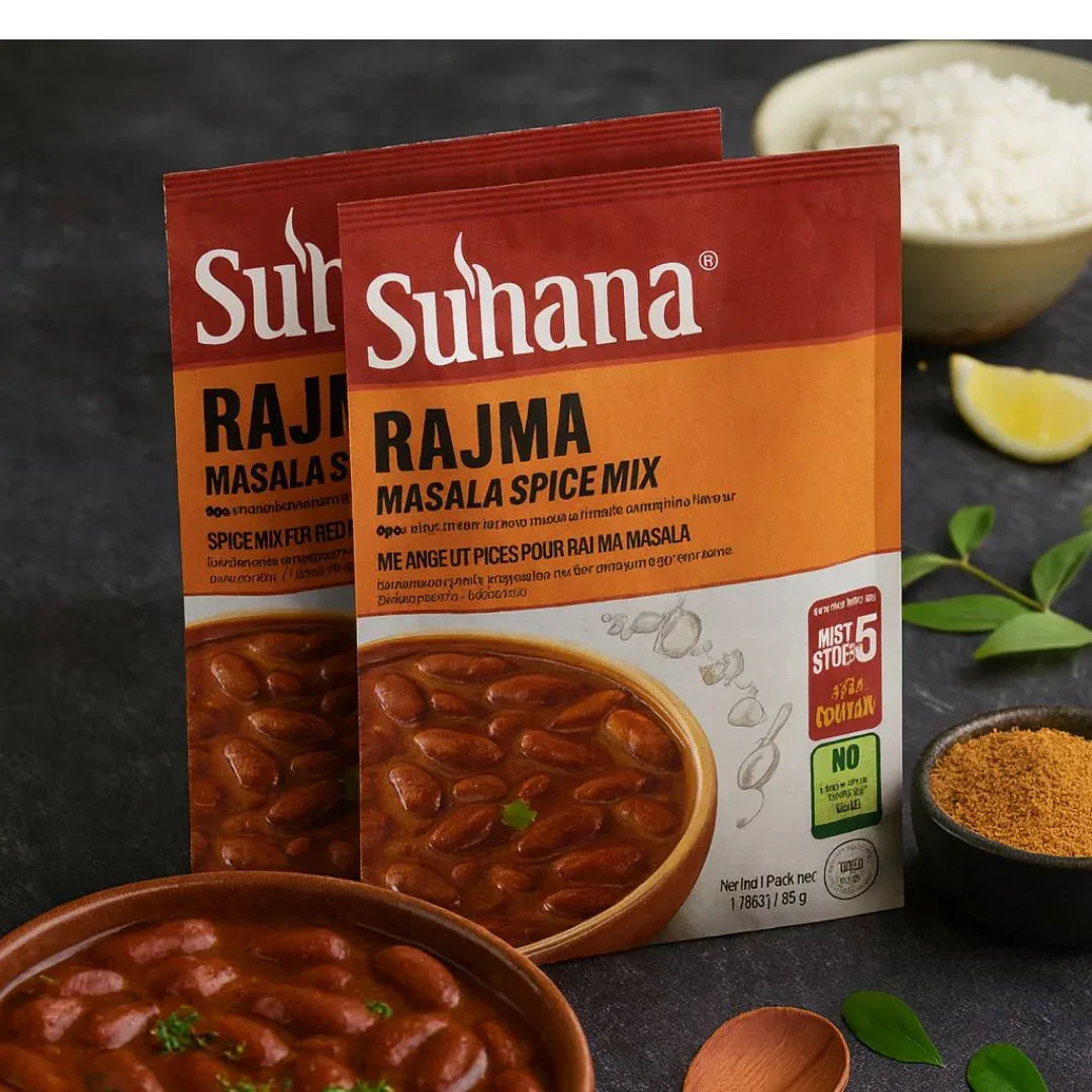 Suhana Rajma Masala Spice Mix | 2 Pack x 50g - Ready Recipe Powder to Make Homestyle Red Kidney Bean Curry with Rice, Comfort Meal | South Africa | India Bazaar