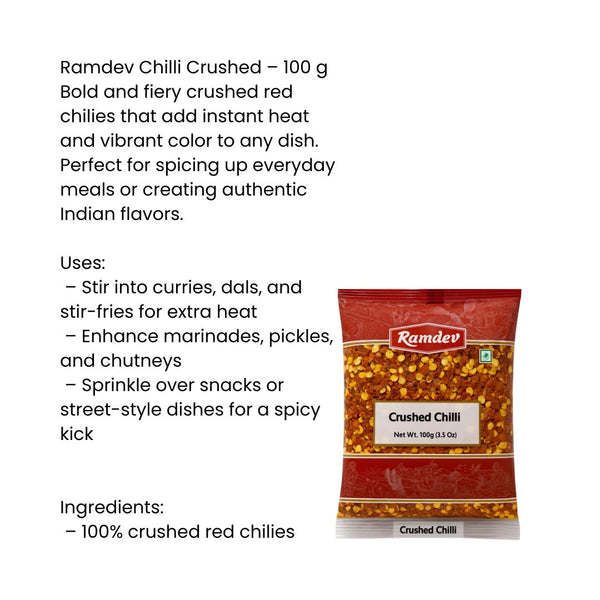 Ramdev Chilli Crushed 100g – Bold & Spicy Flavor|BB:MAR.2027