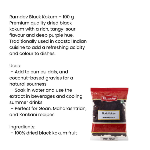 Ramdev Black Kokum 100g – Premium Quality Sour Fruit|BB:MAR.2027