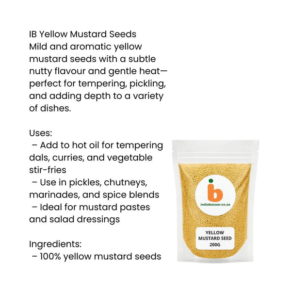 IB Yellow Mustard Seeds 200gm – Whole Sarson for Cooking, Pickling & Indian Tadka