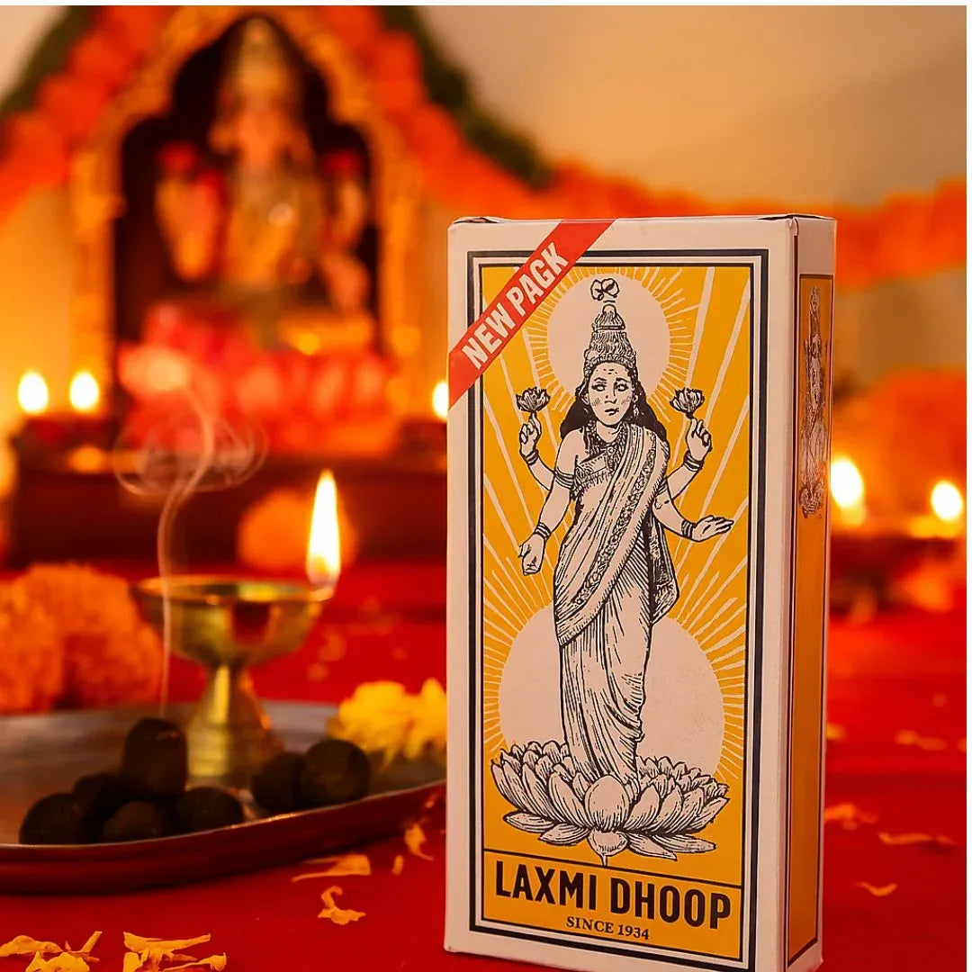 Laxmi Dhoop Traditional Indian Incense | 8 Small Sticks Pack - Compact Highly Resinous Core-Free Dhoop Bars for Traditional Evening Temple Aarti Perfume | South Africa | India Bazaar