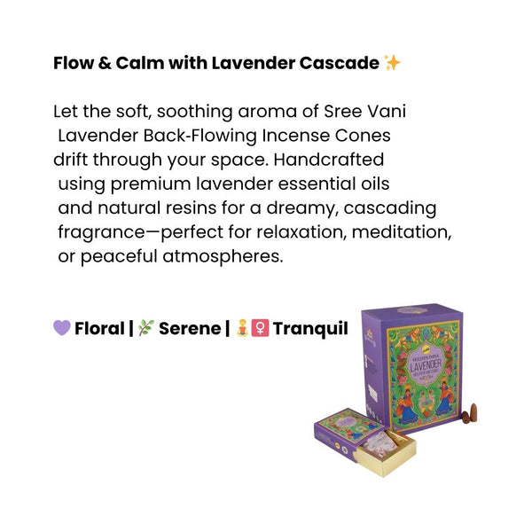 Sree Vani Lavender Back flowing Incense Cones