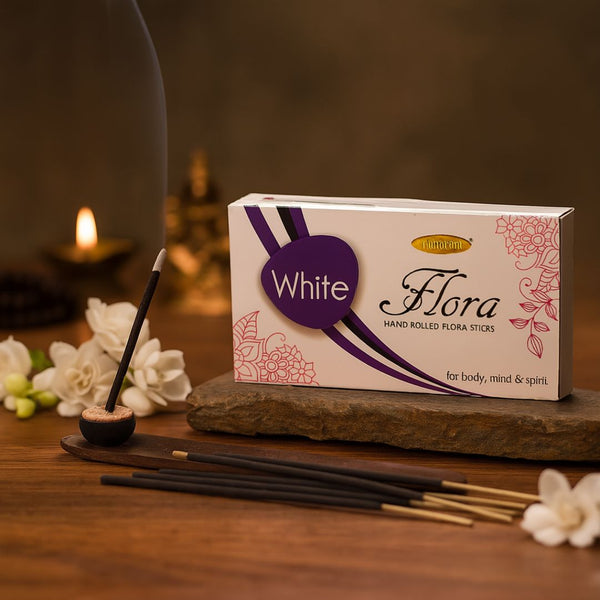 Maharani White flora Hand Rolled Incense Sticks Pack of 6