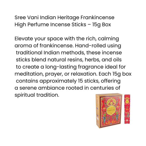 Sree Vani Indian Hertage Frankincense High Perfume Incense Sticks