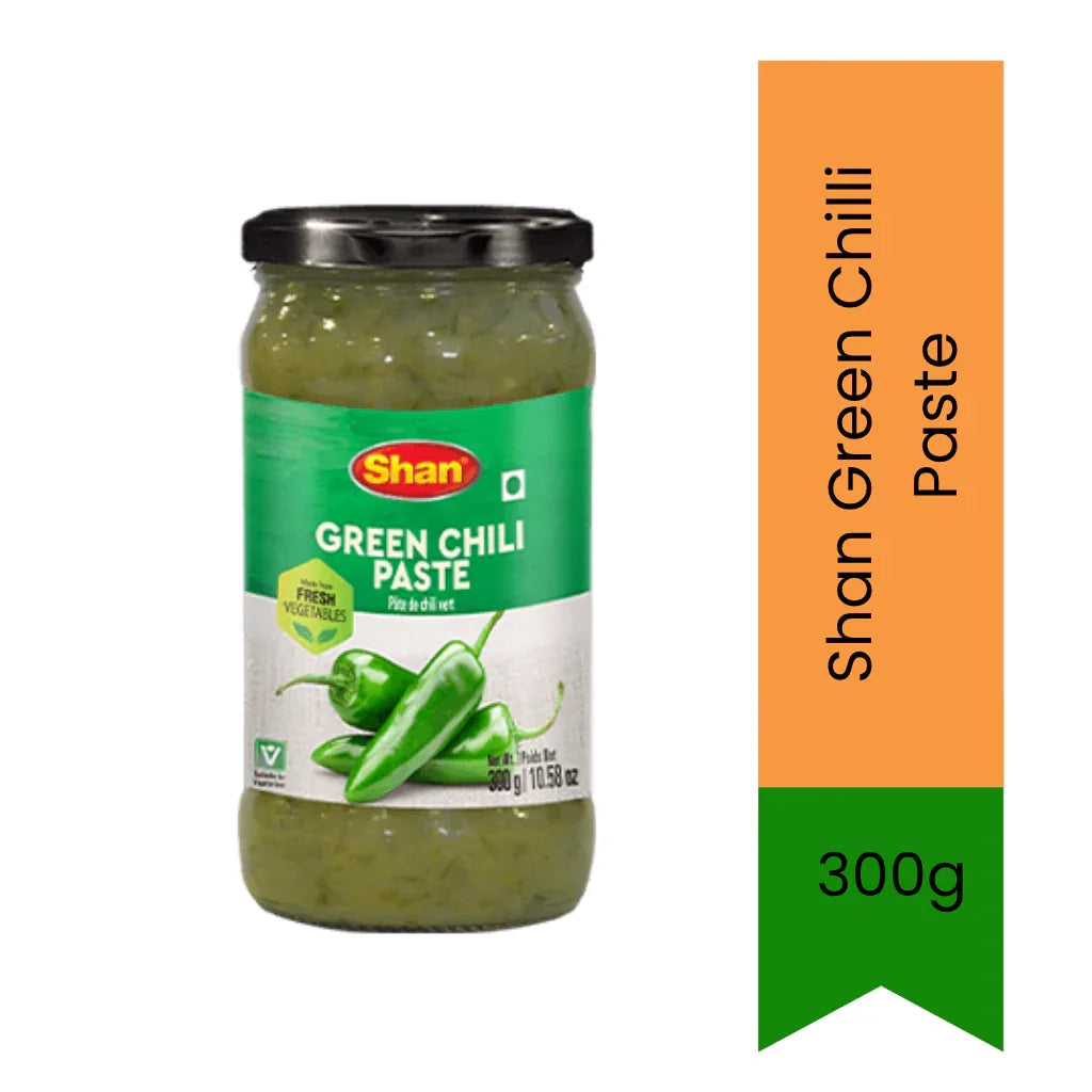Shan Green Chilli Paste (Hari Mirch Paste) | 300g - Hot Chilli Cooking Base for Curries, Marinades & Sauces, Adds Fresh Spicy Flavor | South Africa | India Bazaar