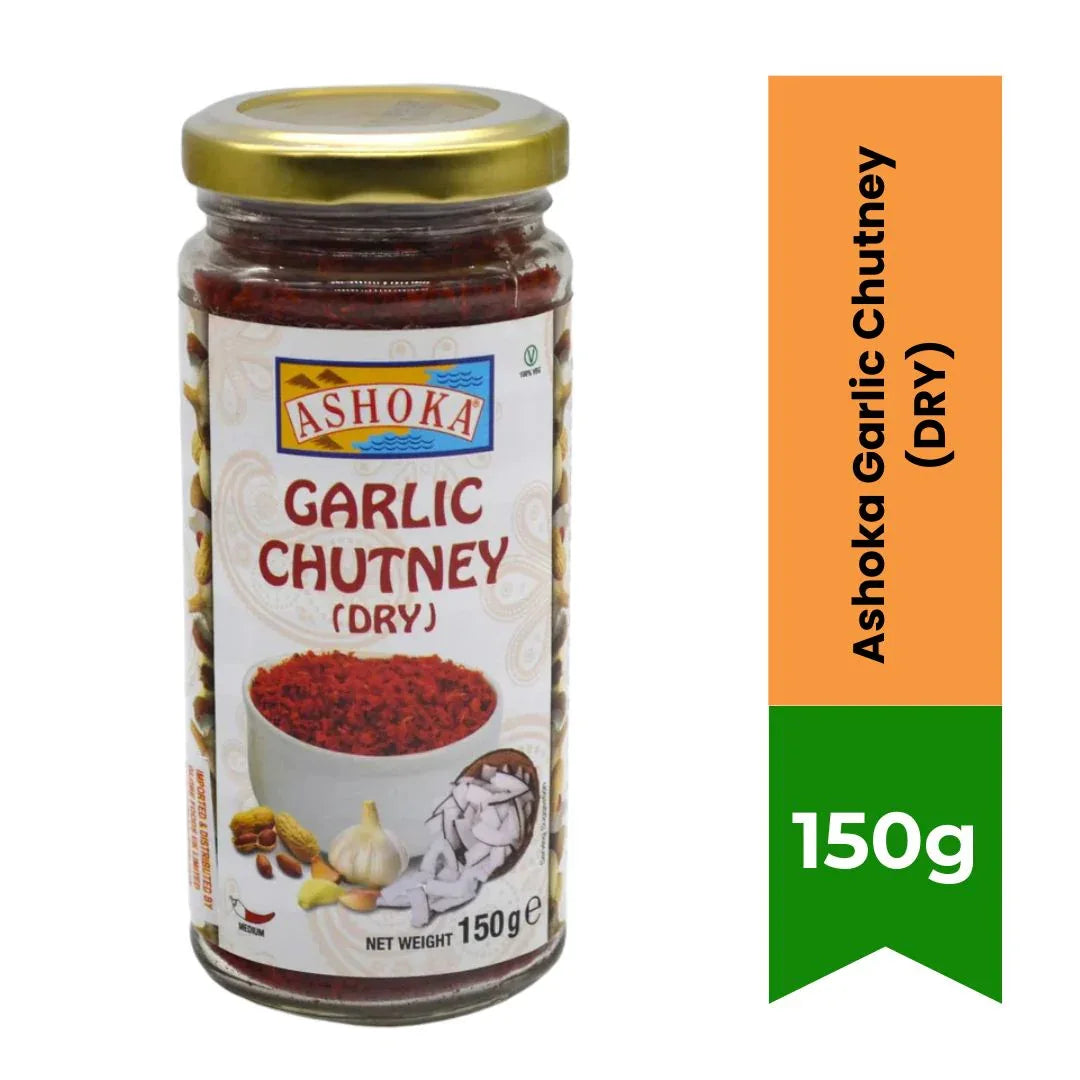 Ashoka Garlic Chutney Dry (Lasun Chutney) | 150g - Spicy Condiment for Vada Pav, Chaat & Snacks, Bold Savory Flavor Kick | South Africa | India Bazaar
