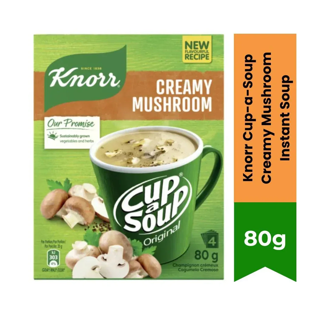 Knorr Cup-a-Soup Creamy Mushroom Instant Soup | 80g - Quick Hot Mug Soup Snack for Office & Home, Rich Velvet Texture | South Africa | India Bazaar