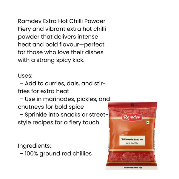 Ramdev Extra Hot Chilli Powder 200g | Pure & Spicy|BB:OCT.2026