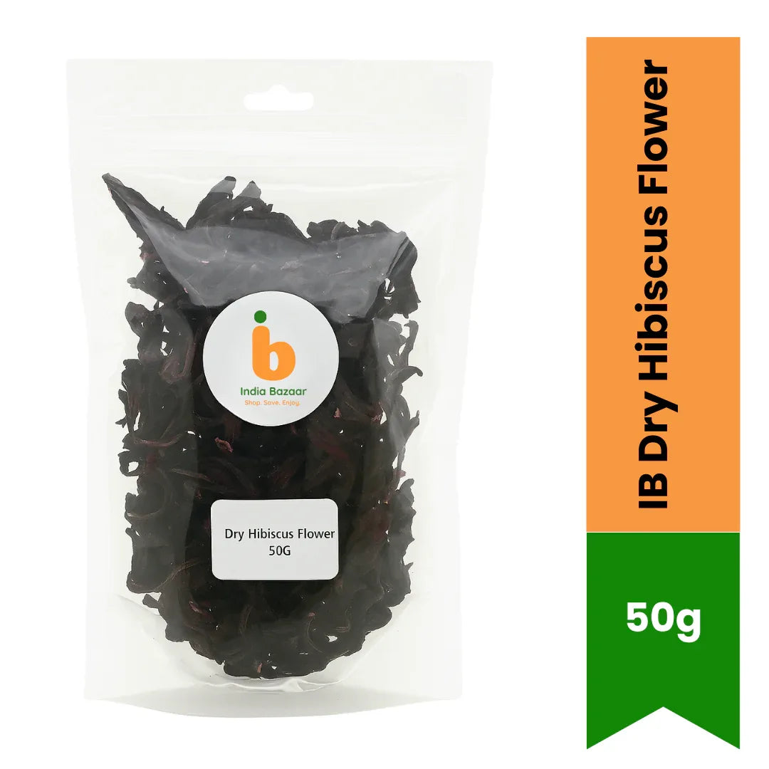 IB Dry Hibiscus Flower Petals (Gudhal Phool) | Standard Pack - Tart Fruity Antioxidant Rich Flowers for Crimson Herbal Iced Teas, Syrups & Detox Drinks | South Africa | India Bazaar