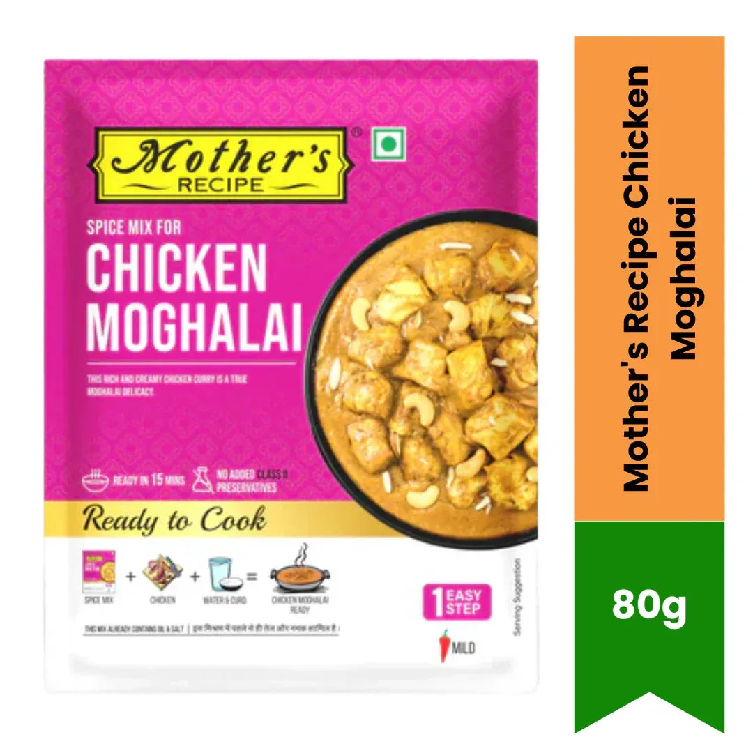 Mother's Recipe Chicken Moghalai Spice Mix (Shahi Korma Masala) | 80g - Rich Almond & Nutmeg Infused Curry Base for Making Creamy Royal Poultry Gravies | South Africa | India Bazaar
