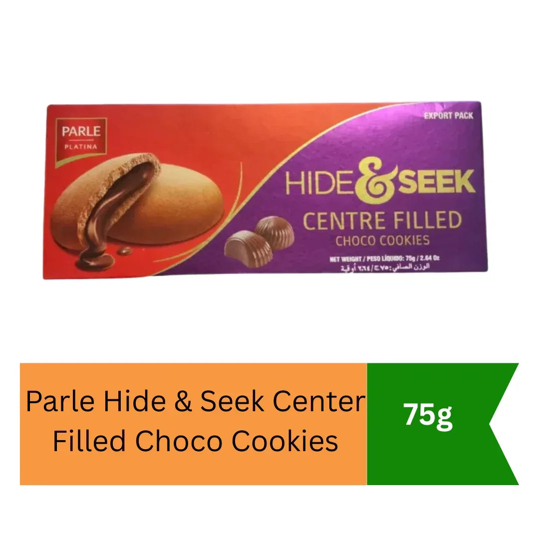 Parle Hide & Seek Center Filled Choco Cookies | 75g - Premium Chocolate Biscuit Snack for Tea Time, Rich Melting Cocoa Center Cream | South Africa | India Bazaar