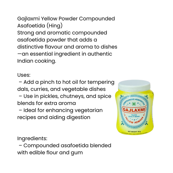 Gajlaxmi Yellow Powder Compounded Asafoetida(Hing) 50g |BB:OCT.2026