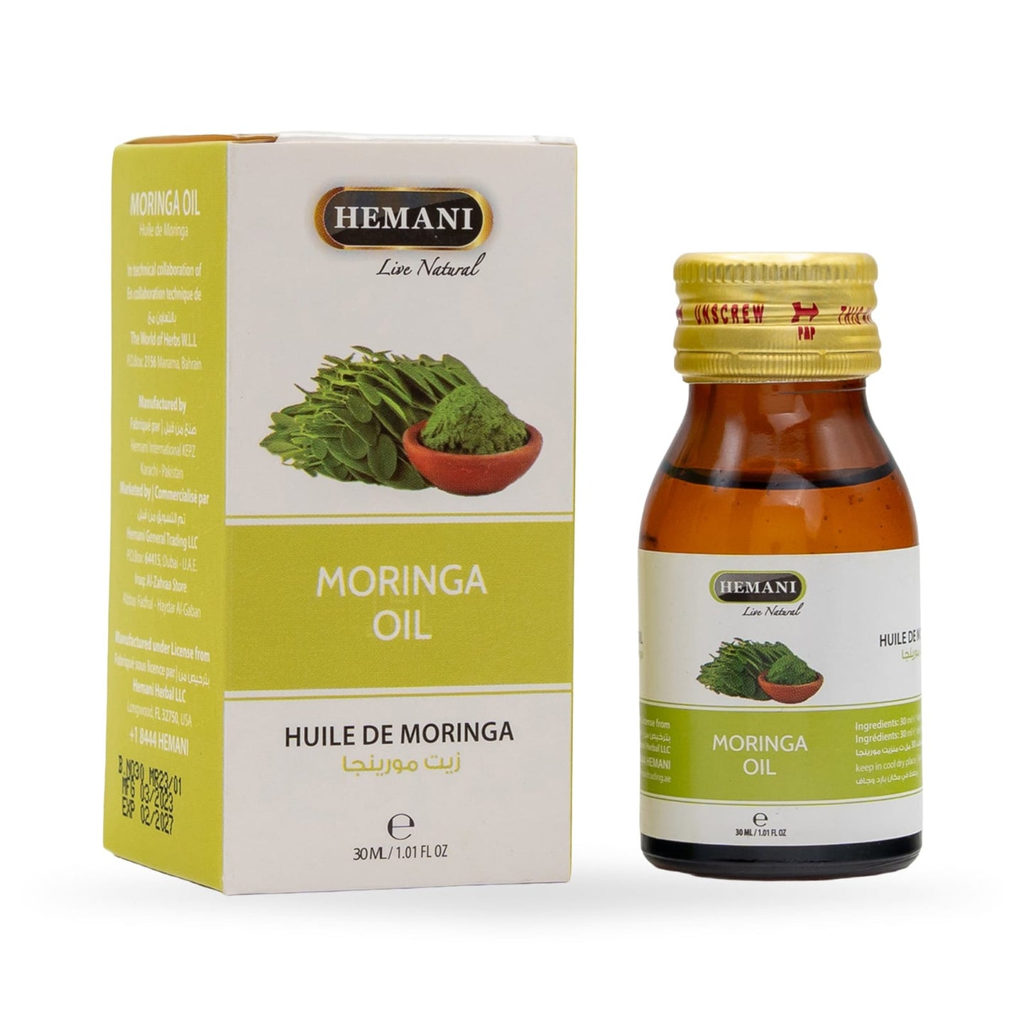 Hemani Live Natural Moringa Oil (Sahjan Ka Tel) | 30ml - Hair & Skin Care (For External Use Only)