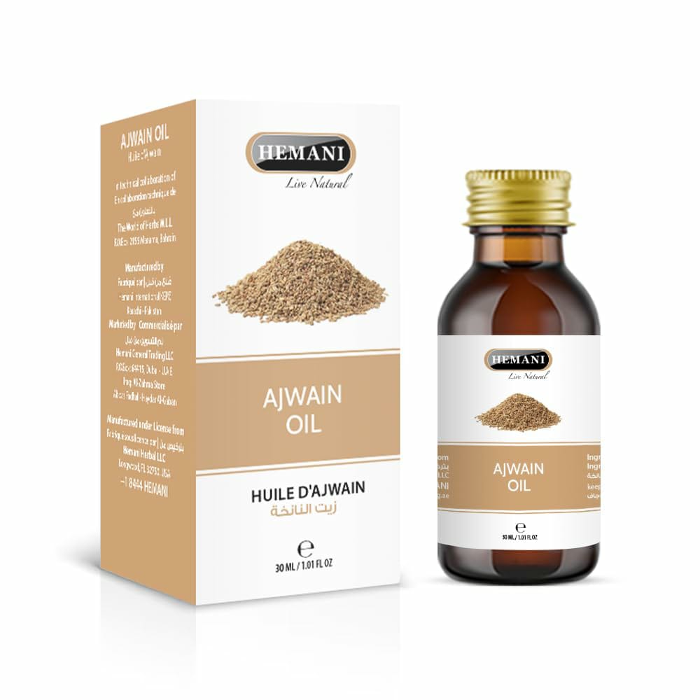 Hemani Live Natural Ajwain Oil (Carom Seed Essential Oil) | 30ml - For External Use Only