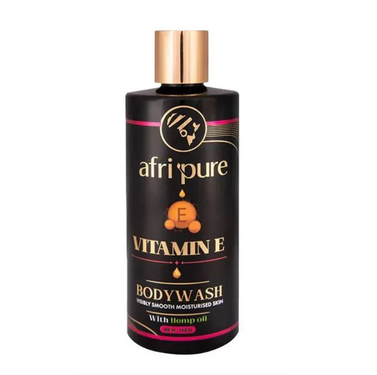 Afri Pure Vitamin E Body Wash (Moisturizing Skin Cleanser) | 500ml - Hydrating Daily Shower Gel for Intense Cellular Repair, Scar Fading & Supple Smooth Glow | South Africa | India Bazaar