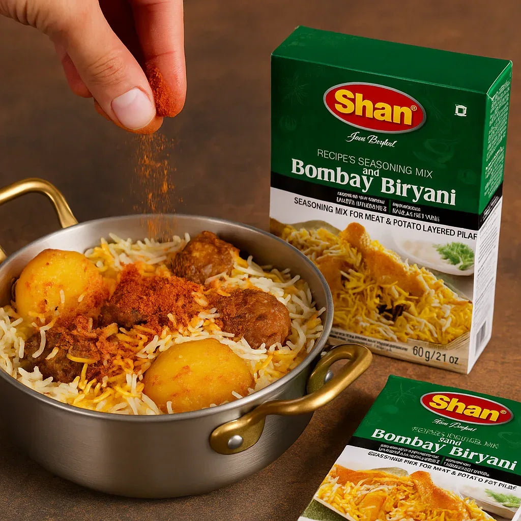 Shan Bombay Biryani Spice Mix (Bombay Biryani Masala) | 60g - Authentic Spicy Rice Dish Cooking Blend for Layered Meat & Potato Pilaf, Bold Flavor Feast | South Africa | India Bazaar