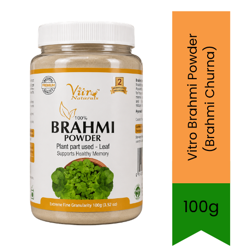 Vitro Brahmi Powder (Brahmi Churna) | 100g - Premium Pure Herbal Powder for Brain Health, Memory Support & Hair Care | Delivers Mental Clarity, Calmness & Hair Strength | South Africa | India Bazaar