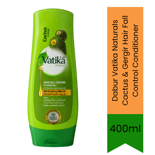 Dabur Vatika Naturals Cactus & Gergir Hair Fall Control Conditioner | 400ml - Premium Pure Hair Care Conditioner for Anti-Hair Loss, Breakage Prevention & Strength | Delivers Strong, Smooth & Healthy Hair | South Africa | India Bazaar