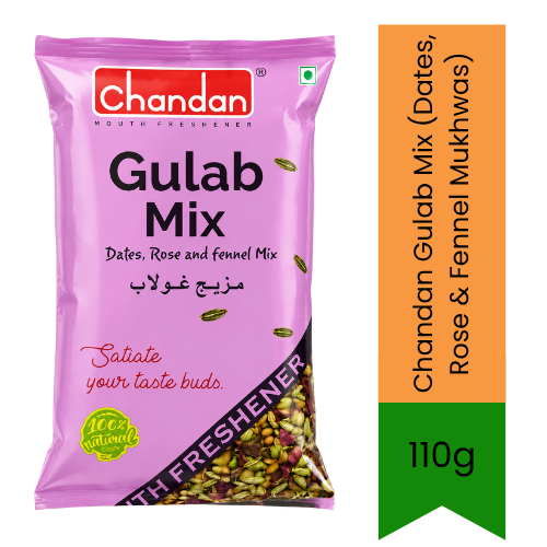 Chandan Gulab Mix (Dates, Rose & Fennel Mukhwas) | 110g - Premium Pure Traditional Mouth Freshener for Post-Meal Digestion & Refreshment | Delivers Fragrant Sweet Rose Flavor & Fresh Breath | South Africa | India Bazaar