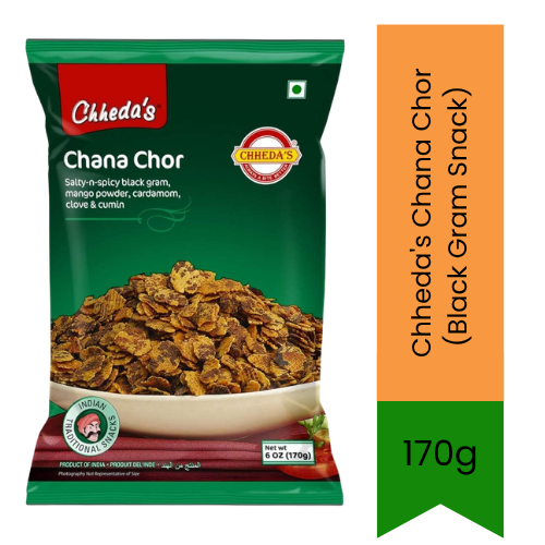 Chheda's Chana Chor (Black Gram Snack) | 170g - Premium Pure Crunchy Savory Indian Namkeen for Tea Time & Daily Snacking | Delivers Authentic Spicy Tangy Flavor & Crispiness | South Africa | India Bazaar
