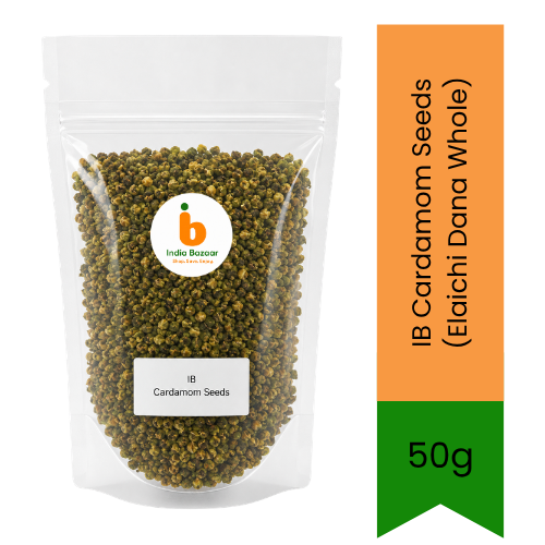 IB Cardamom Seeds (Elaichi Dana Whole) | 50g - Aromatic Inner Pod Seeds for Biryani Tempering, Baking, Sweets & Chai Flavoring | South Africa | India Bazaar