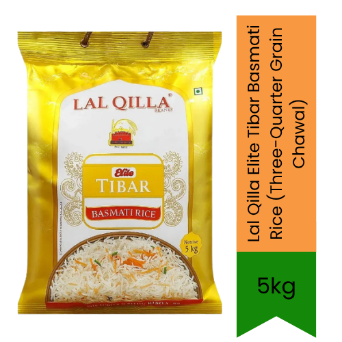 Lal Qilla Elite Tibar Basmati Rice (Three-Quarter Grain Chawal) | 5kg - Aged Aromatic Rice for Fluffy Traditional Pulaos, Everyday Biryanis & Kheer | South Africa | India Bazaar