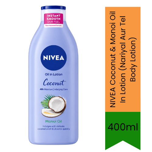 NIVEA Coconut & Monoi Oil In Lotion (Nariyal Aur Tel Body Lotion) | 400ml - Premium Pure Fast-Absorbing Body Lotion for Dry Skin Care | Delivers 24H Radiant Moisture & Soft Smooth Feeling | South Africa | India Bazaar