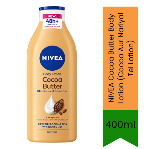 NIVEA Cocoa Butter Body Lotion (Cocoa Aur Nariyal Tel Lotion) | 400ml - Premium Pure Deep Moisture Body Lotion for Dry Skin Care | Delivers 48H Hydration & Healthy Radiant Skin | South Africa | India Bazaar