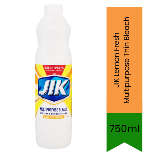 JIK Lemon Fresh Multipurpose Thin Bleach | 750ml - Premium Pure Disinfectant Cleaner for Laundry & Surfaces | Whitens, Removes Stains & Kills 99.9% Germs | South Africa | India Bazaar