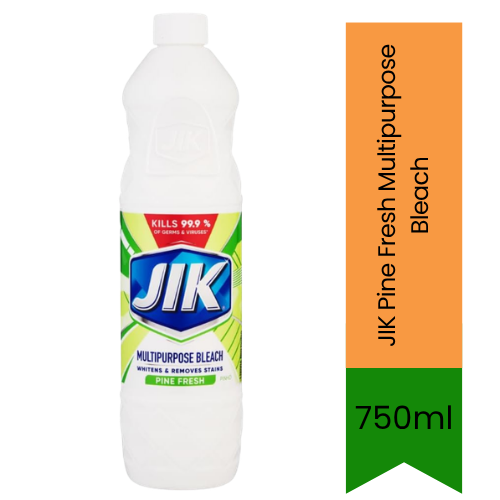 JIK Pine Fresh Multipurpose Bleach | 750ml - Premium Pure Disinfectant Cleaner for Laundry & Surfaces | Whitens, Removes Stains & Kills 99.9% Germs | South Africa | India Bazaar