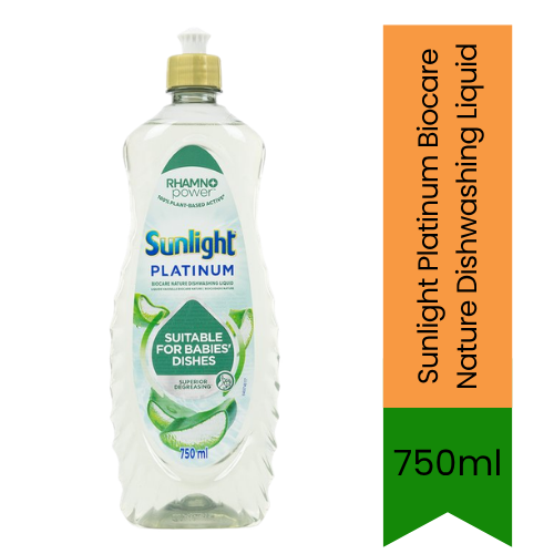 Sunlight Platinum Biocare Nature Dishwashing Liquid | 750ml - Premium Pure Tough Grease Cutting Soap | Leaves Utensils Clean, Fresh & Germ-Free | South Africa | India Bazaar