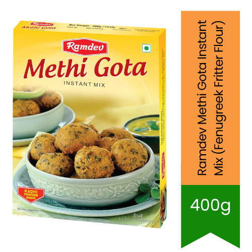 Ramdev Methi Gota Instant Mix (Fenugreek Fritter Flour) | 400g - Traditional Gujarati Snack Batter | Crispy Texture & Authentic Spiced Fenugreek Flavor | South Africa | India Bazaar