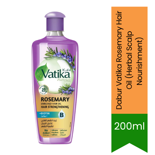 Dabur Vatika Rosemary Hair Oil (Herbal Scalp Nourishment) | 200ml - Daily Hair Care Treatment | Strengthens Roots & Promotes Healthy Hair Growth | South Africa | India Bazaar