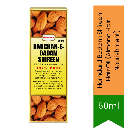 Hamdard Badam Shireen Hair Oil (Almond Hair Nourishment) | 50ml - Herbal Scalp & Hair Treatment | Deep Conditioning, Natural Shine & Strong Roots | South Africa | India Bazaar