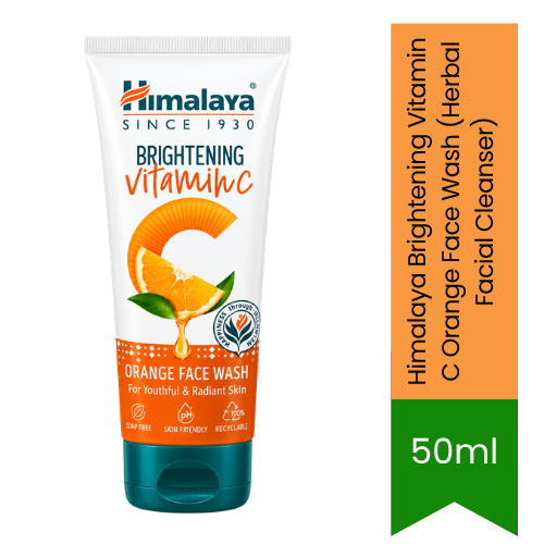 Himalaya Brightening Vitamin C Orange Face Wash (Herbal Facial Cleanser) | 50ml - Daily Radiance Boosting Treatment | Deep Cleansing, Glow Enhancement & Freshness | South Africa | India Bazaar