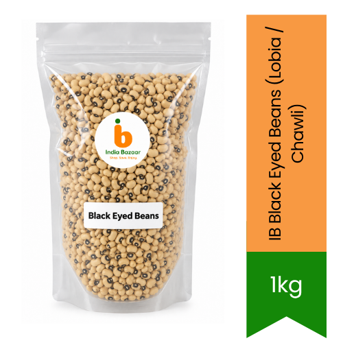 IB Black Eyed Beans (Lobia / Chawli) | 1kg - Quick-Soaking Mild Creamy Field Beans for Savoury African-Indian Stews & Traditional Soups | South Africa | India Bazaar