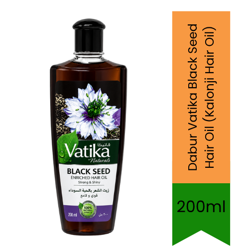 Dabur Vatika Black Seed Hair Oil (Kalonji Hair Oil) | 200ml - Premium Pure Nigella Sativa Oil for Hair Strength, Growth & Scalp Care | Delivers Shine, Nourishment & Root Vitality | South Africa | India Bazaar