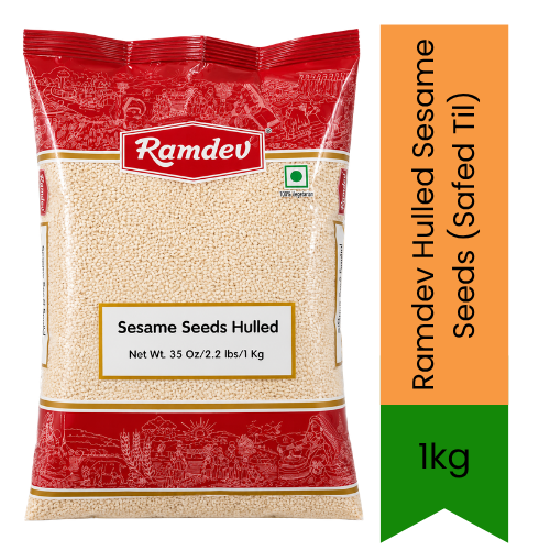 Ramdev Hulled Sesame Seeds (Safed Til) - Premium White Whole Seeds for Sweets, Baking, Cooking & Garnishing | Delivers Authentic Nutty Flavor & Rich Aroma | South Africa | India Bazaar