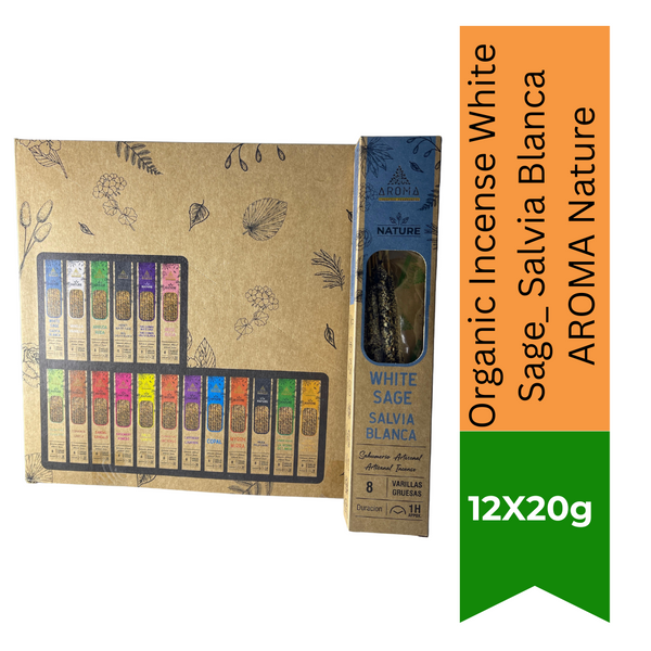 Organic Incense White Sage_ Salvia Blanca AROMA Nature - 8 sticks 1h duration