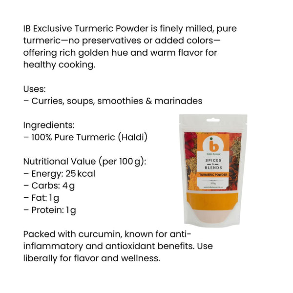 IB Exclusive Turmeric Powder 200g – Pure, Natural & Aromatic Haldi