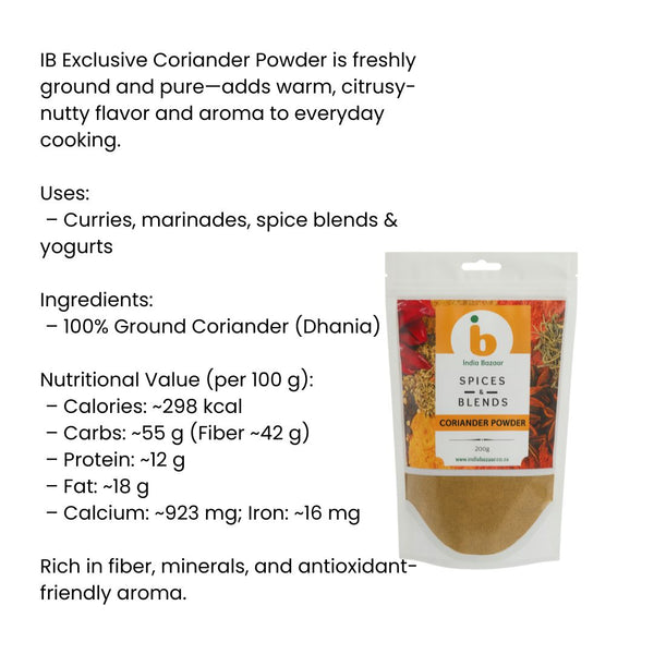 IB Exclusive Coriander Powder 200g – Freshly Ground Dhania for Flavorful & Fragrant Cooking