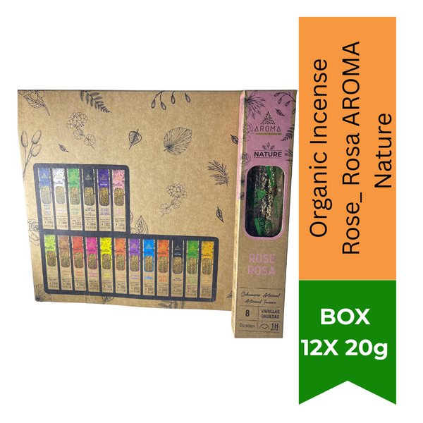 Organic Incense Rose_ Rosa AROMA Nature - 8 sticks 1h duration