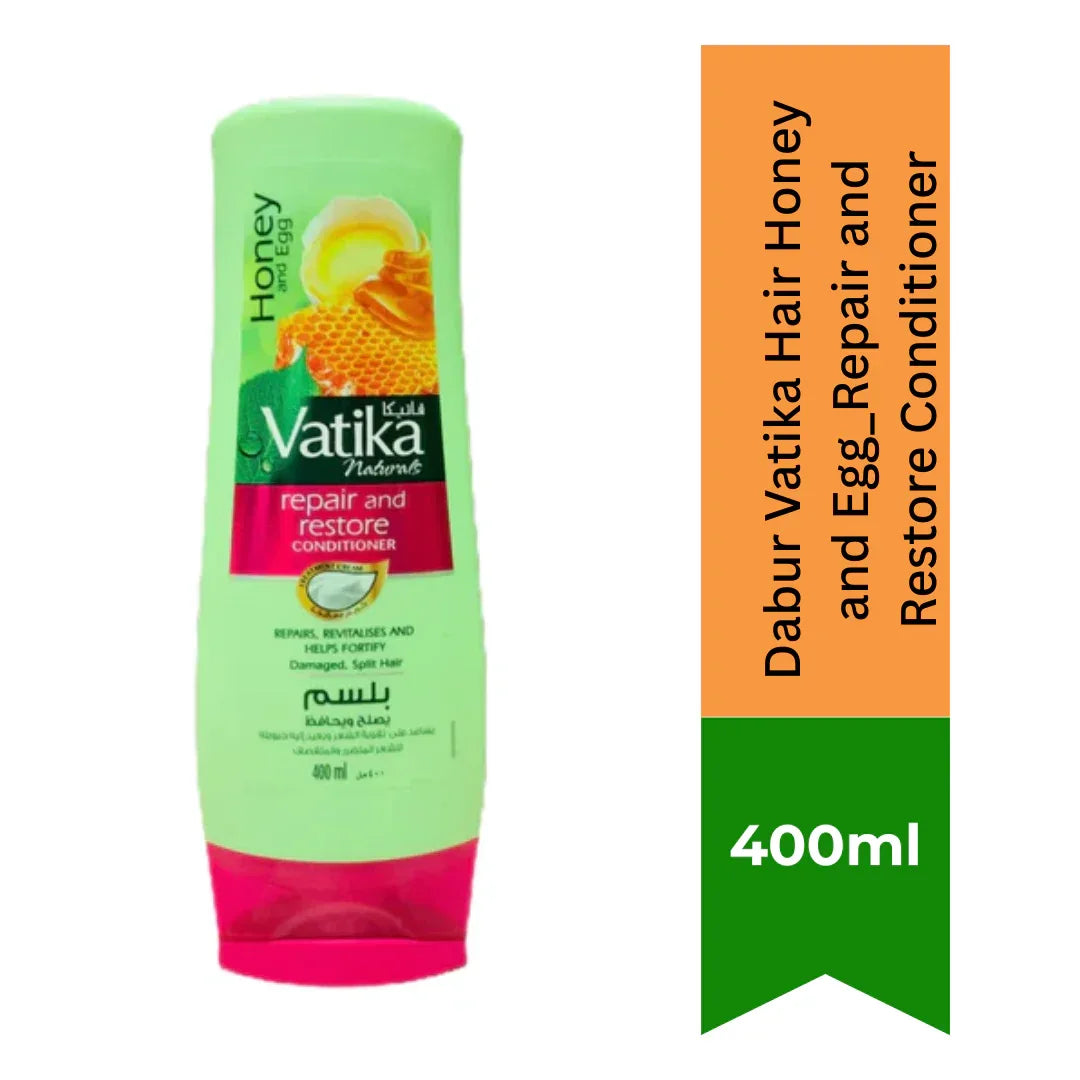 Dabur Vatika Honey & Egg Repair Conditioner | 400ml - Ultimate Smooth Softness Rinse-Off Balm for Coarse, Dry, Bleached & Over-Processed Hair | South Africa | India Bazaar