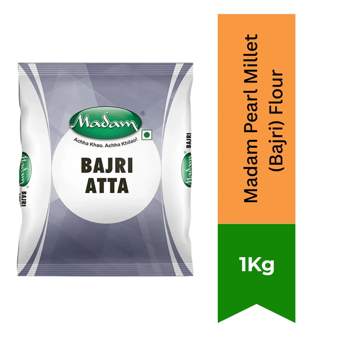 Madam Pearl Millet Flour (Bajri No Lot / Bajra Atta) | 1kg - Gluten-Free Ancient Grain Flour for Winter Rotlas, Rich Iron & Fiber Energy | South Africa | India Bazaar