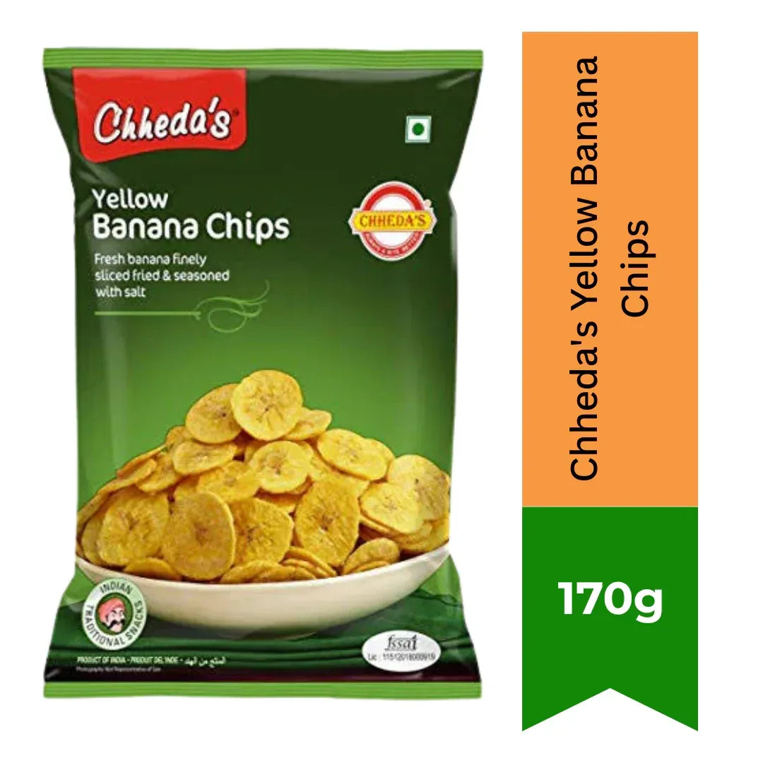 Chheda’s Yellow Banana Chips 170g | Crunchy Fried Banana Slices | Classic Savoury Snack | South Africa | India Bazaar