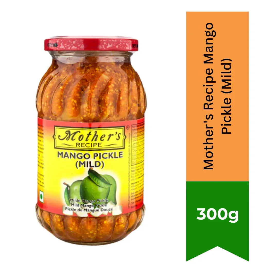 Mother's Recipe Mango Pickle Mild (Aam Ka Meetha Achar) | 300g - Low-Heat Traditional Sun-Cured Green Mango Slices, Kid-Friendly Zesty Dinner Side | South Africa | India Bazaar